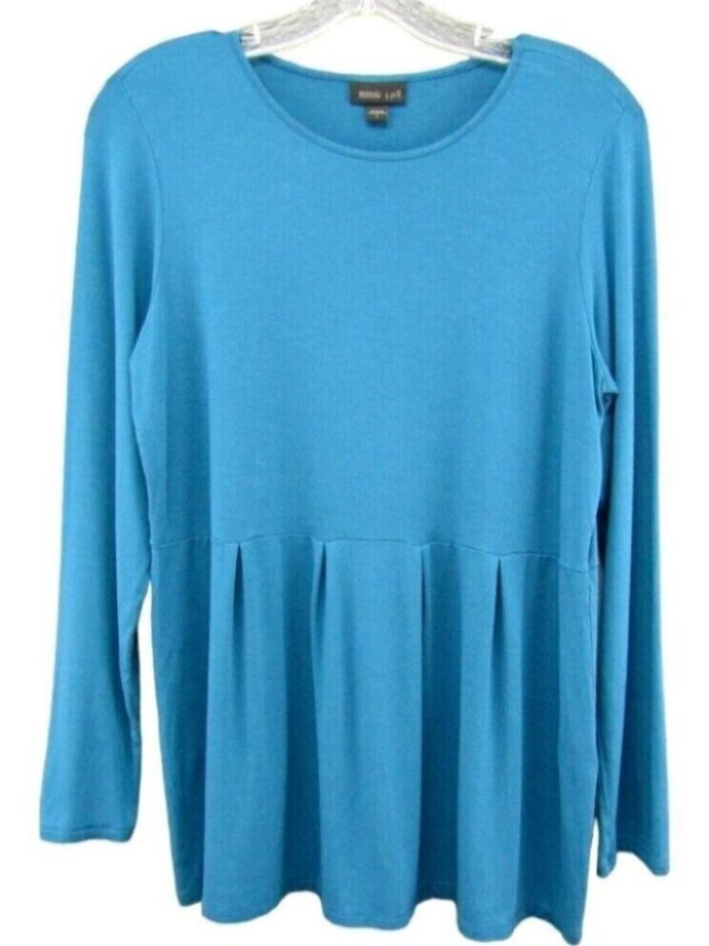 J Jill Wearever Collection Blue Long Sleeve Pleated Drop Waist Top Size S